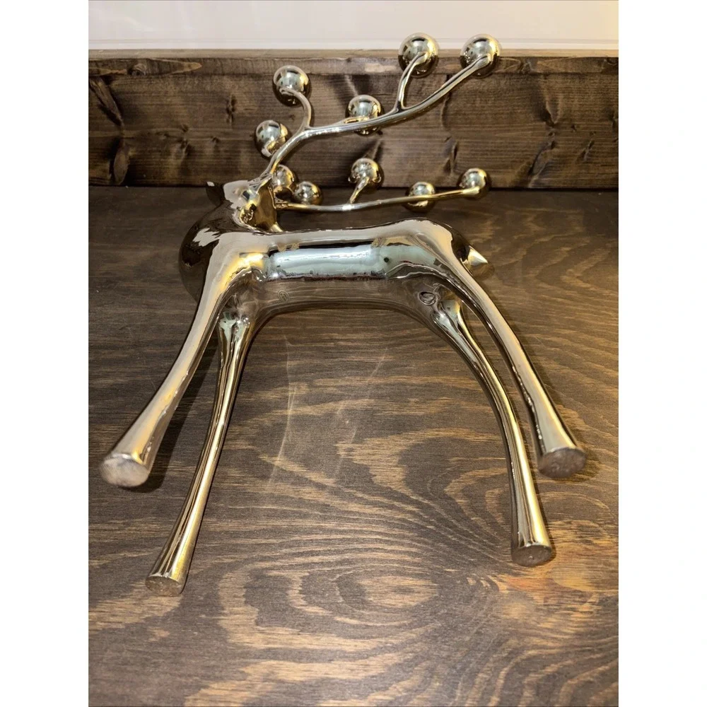 Pottery Barn Silver Plated 10 Point Reindeer Candelabra Candle Holder